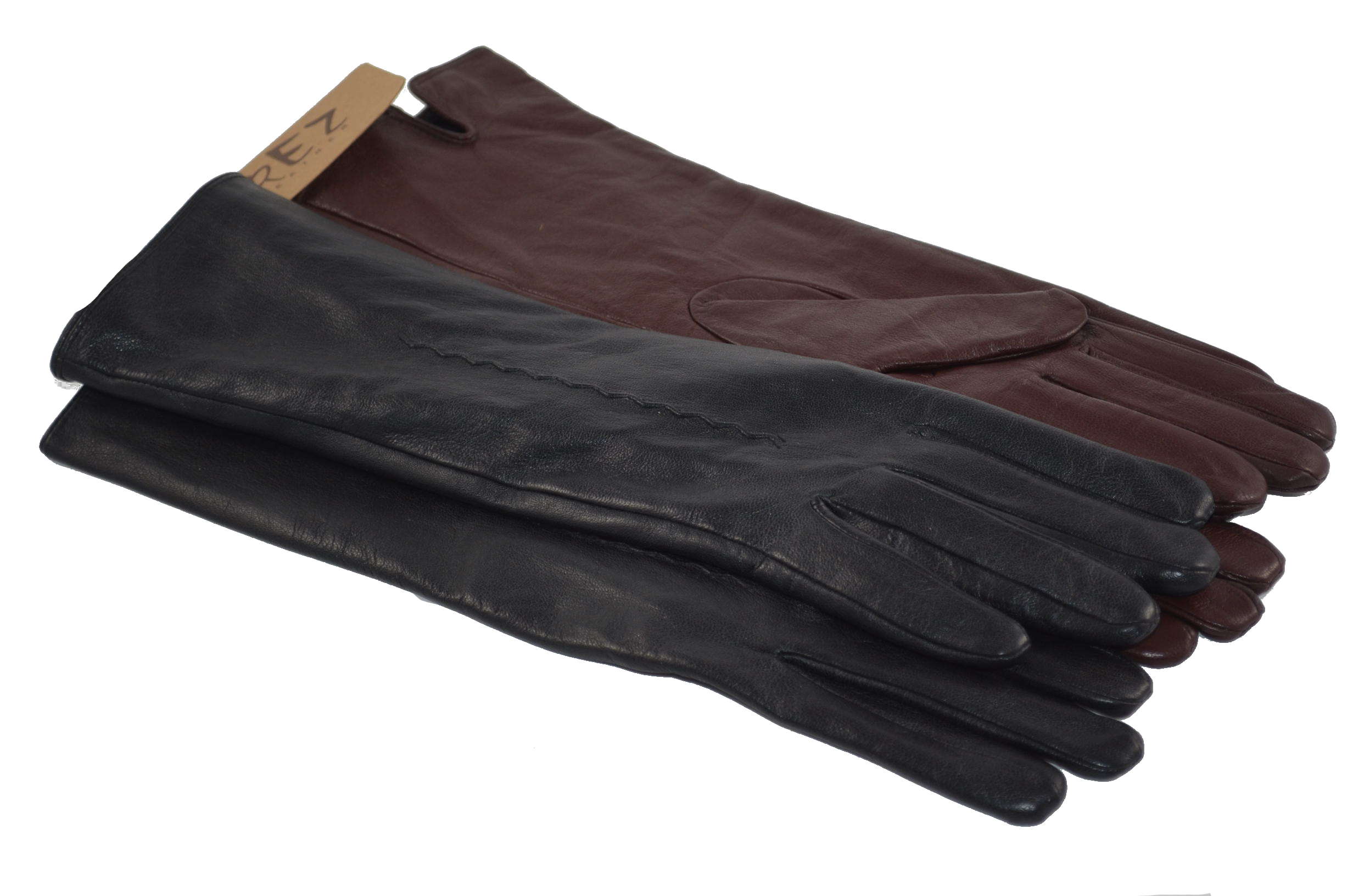 Long gloves for women in genuine leather